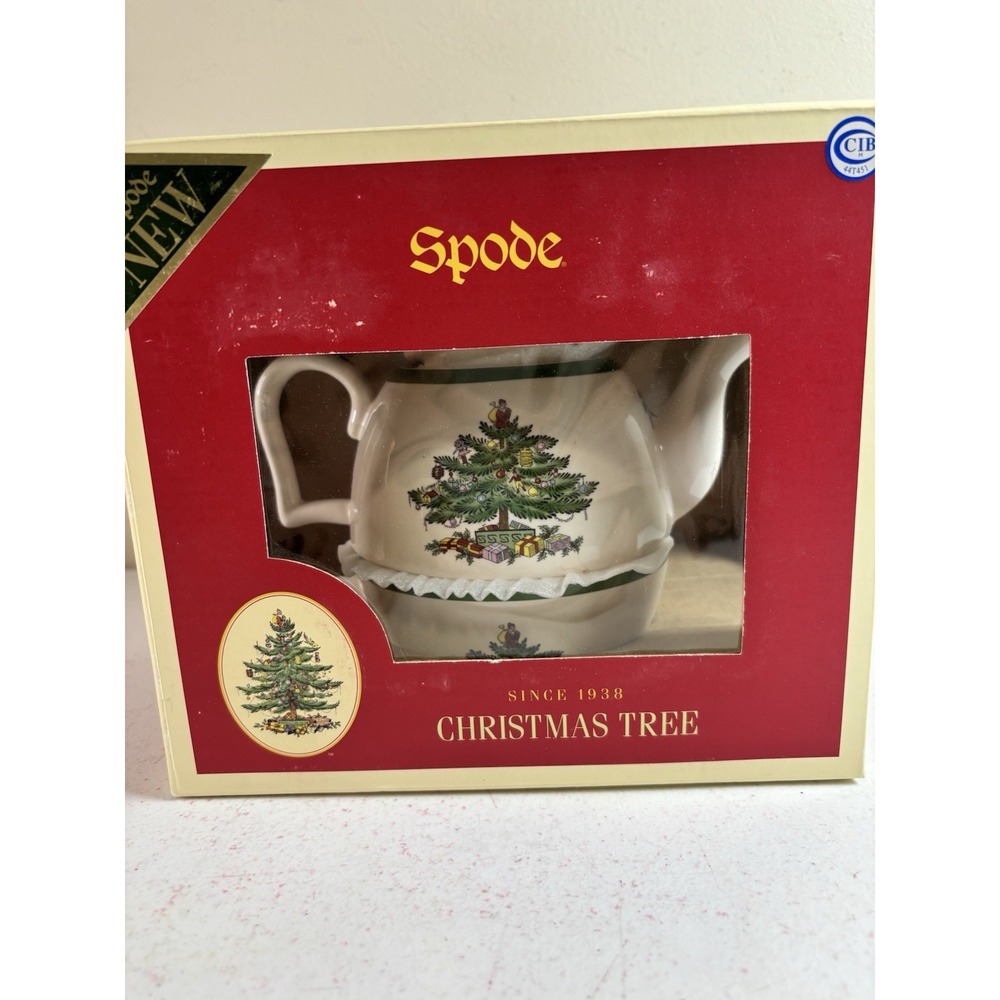 Spode Christmas Tree Cheer Tea For One 3-pc Stacking Tea Pot Cup Set NEW NIB